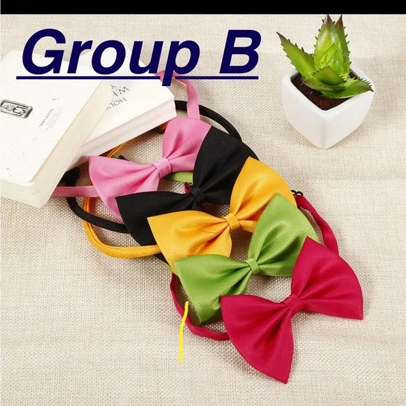 Dog & Cat 🪢 2 Piece Sateen Adjustable Bow Tie Collars - Picture 3 of 8